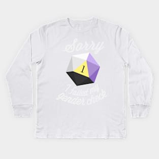 Sorry, I failed my gender check (Non-binary) Kids Long Sleeve T-Shirt